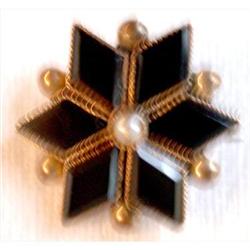 Victorian Small Onyx/Pearl Star Pin #2344809