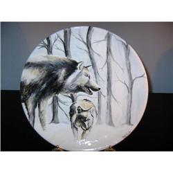 Signed Collector Plate Wolf hand painted #2345090