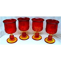 Goblets Daisy and Cube Amberina Wright L.G. #2345269