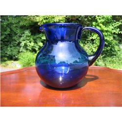 LARGE EARLY FREE BLOWN COBALT PITCHER  #2345304