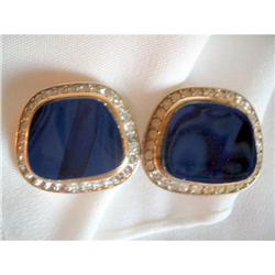 NINA RICCI Blue Agate Rhinestone Earrings #2345311