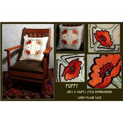 ARTS & CRAFTS MISSION EMBROIDERED POPPY PILLOW #2345493