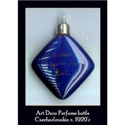 CZECH ART DECO COBALT PURSE PERFUME BOTTLE #2345507