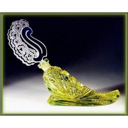 CZECH VASELINE GLASS HORN  PERFUME BOTTLE #2345601