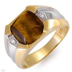 New **Tigers Eye & Diamond**   Mens Ring  #2345727