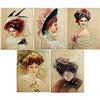 Image 1 : 5 old vintage VICTORIAN LITHO PRINTS * ladies #2346176