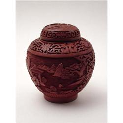 Vintage Carved Lacquer Ginger Jar  #2346542