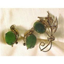 Sorrento Vermeil Sterling Silver & Jade Set  #2347157