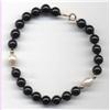 14K Gold Pearl & Black Coral Bracelet  #2347159