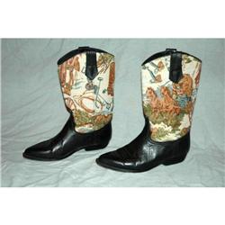 Ladies Mexican Cowboy Boots Leather/Tapestry 7 #2347171