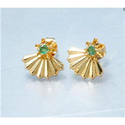 Yellow Gold & Emerald Earrings Fan  Design #2347176