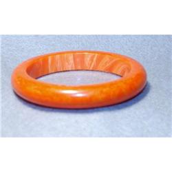 Bakelite Bangle, Thick Orange, Marbled  #2347179