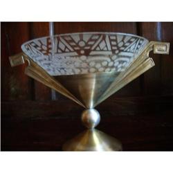 French Art Deco  Glass Bowl on Silver Plated #2347294