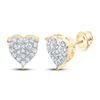 Image 1 : Round Diamond Heart Earrings 1/2 Cttw 10KT Yellow Gold