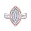 Image 2 : Round Diamond Rope Marquise-shape Cluster Ring 3/8 Cttw 10KT Two-tone Gold