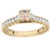 Image 1 : 0.74 CTW Morganite & Diamond Ring 14K Yellow Gold - REF-63W8F