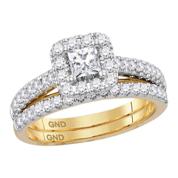 Princess EGL Bridal Wedding Ring Band Set 1 Cttw 14KT Yellow Gold