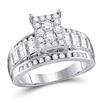 Diamond Cluster Bridal Wedding Engagement Ring 1/2 Cttw 10KT White Gold