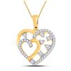 Round Diamond Heart Pendant 1/6 Cttw 14KT Yellow Gold