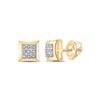 Image 1 : Round Diamond Square Cluster Earrings 1/20 Cttw 10KT Yellow Gold