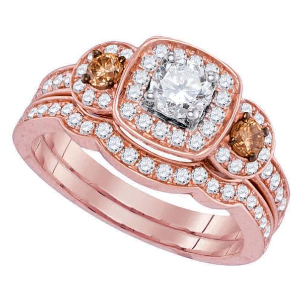 Diamond Bridal Wedding Ring Band Set 1 Cttw 14KT Rose Gold