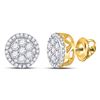 Image 1 : Round Diamond Flower Cluster Earrings 1/2 Cttw 10KT Yellow Gold