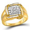 Image 1 : Round Diamond Square Cluster Ring 1/2 Cttw 10KT Yellow Gold