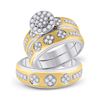 Image 1 : Diamond Cluster Matching Wedding Set 1 Cttw 14KT Two-tone Gold
