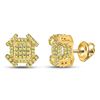 Image 1 : Round Yellow Diamond Square Earrings 3/8 Cttw 10KT Yellow Gold