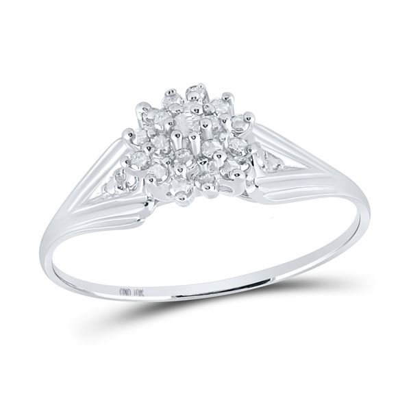 Round Diamond Cluster Ring 1/10 Cttw 10KT White Gold