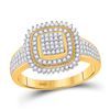 Image 1 : Round Diamond Square Cluster Ring 1/4 Cttw 10KT Yellow Gold