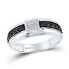 Image 1 : Round Black Color Enhanced Diamond Band Ring 1/2 Cttw 10KT White Gold
