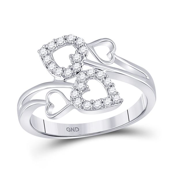 Round Diamond Fashion Heart Ring 1/4 Cttw 10KT White Gold