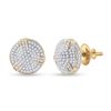 Image 2 : Round Diamond Cluster Earrings 1/2 Cttw 10KT Yellow Gold