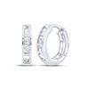 Baguette Diamond Huggie Hoop Earrings 1/6 Cttw 10KT White Gold