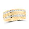Round Diamond Wedding Hammered Band Ring 3/4 Cttw 14KT Yellow Gold