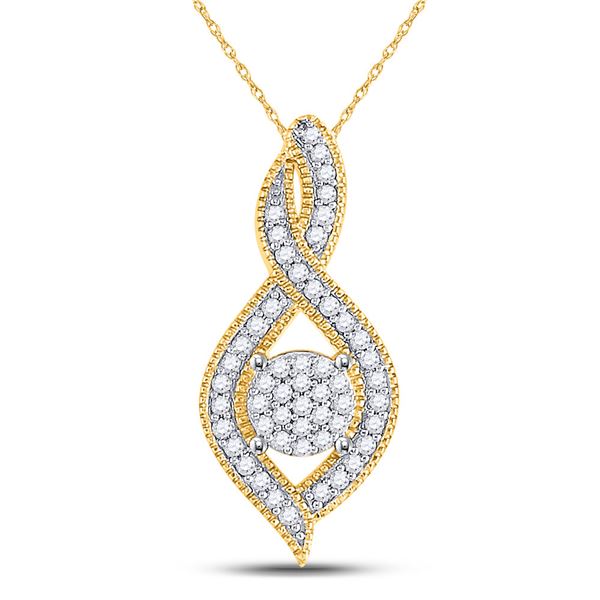 Round Diamond Nested Cluster Pendant 1/6 Cttw 10KT Yellow Gold