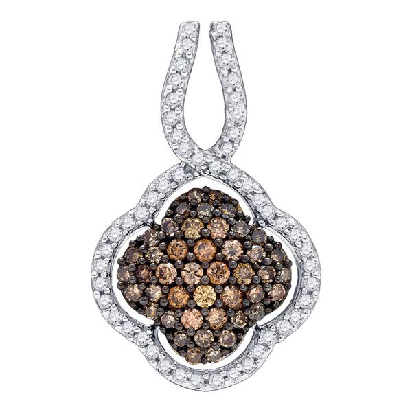 Round Brown Diamond Quatrefoil Pendant 1/2 Cttw 10KT Yellow Gold