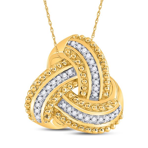 Round Diamond Celtic Knot Fashion Pendant 1/10 Cttw 10KT Yellow Gold