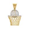 Image 1 : Round Diamond Basketball Hoop Net Charm Pendant 3/4 Cttw 10KT Yellow Gold