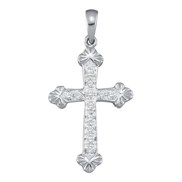 Round Diamond Cross Religious Pendant 1/6 Cttw 14KT White Gold