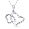 Round Diamond Double Heart Pendant 1/6 Cttw 10KT White Gold