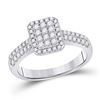 Image 1 : Round Diamond Rectangle Cluster Ring 1/2 Cttw 14KT White Gold