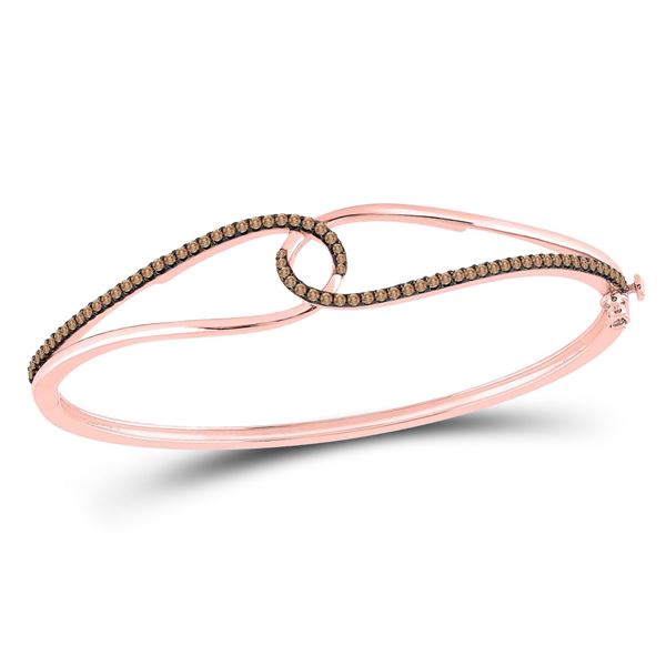 Round Brown Diamond Bangle Bracelet 1/2 Cttw 14KT Rose Gold