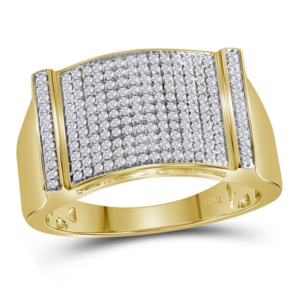 Round Diamond Rectangle Cluster Ring 1/2 Cttw 10KT Yellow Gold
