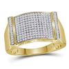 Image 1 : Round Diamond Rectangle Cluster Ring 1/2 Cttw 10KT Yellow Gold