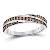Image 1 : Round Brown Diamond Diagonal Stripe Band Ring 1/4 Cttw 14KT White Gold