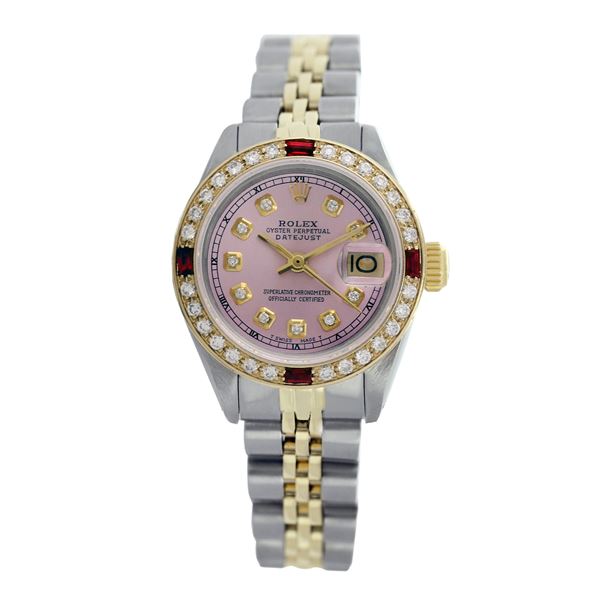 Rolex Pre-owned 26mm Womens Custom Pink with Tracker Two Tone