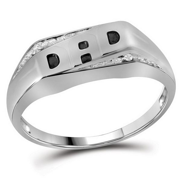 Round Diamond Dad Father Band Ring .01 Cttw 10KT White Gold