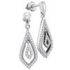 Image 1 : Round Diamond Teardrop Dangle Earrings 1/4 Cttw 10KT White Gold
